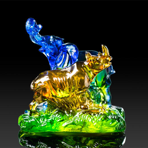 宋韶光吉祥天地 2024龙年吉祥物生肖属猴 犀象通联情侣琉璃摆件 商品图0