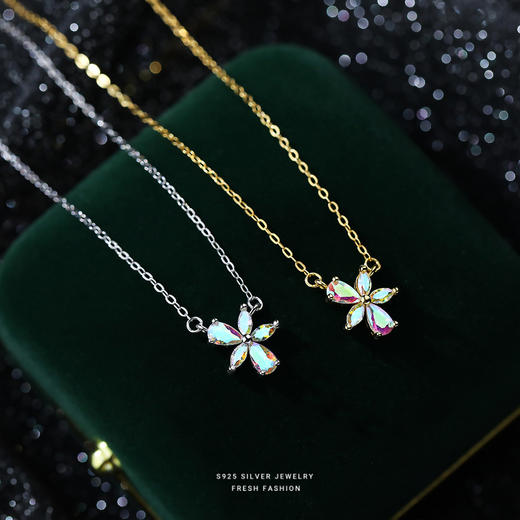 【芳雨】S925银幻彩锆石花朵项链【YXS-A3105】 商品图2