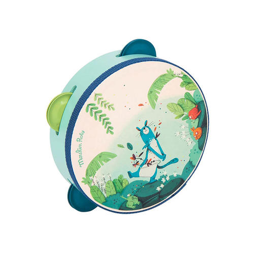 法国 Moulin Roty 奇幻丛林系列儿童乐器-蓝色木制摇铃鼓-668407 商品图1