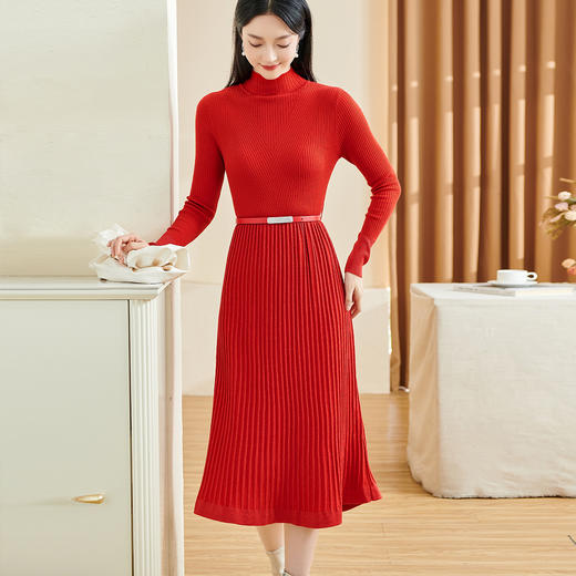 米思阳2025秋冬季新款时尚气质修身显瘦羊毛针织鱼尾连衣裙3129 商品图1