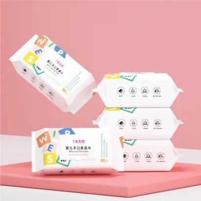 新品柔宝贝婴幼儿宝宝手口湿巾5包*80抽整箱 商品图2
