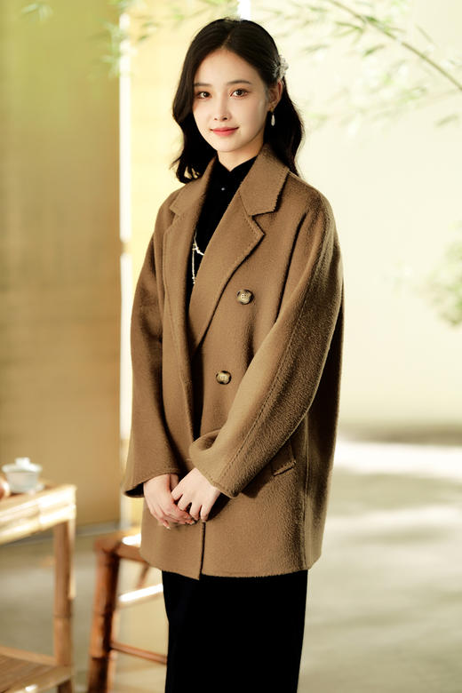 逸红颜明月优选#美拉德大衣『枝白』30%进口骆驼绒+70%澳洲羊毛大衣，轻松穿出松弛感的优雅！ 商品图14