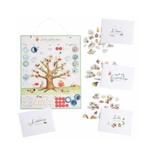 法国 Moulin Roty 花园系列磁性季节树日历（内含108块小磁铁）-712400 商品图1