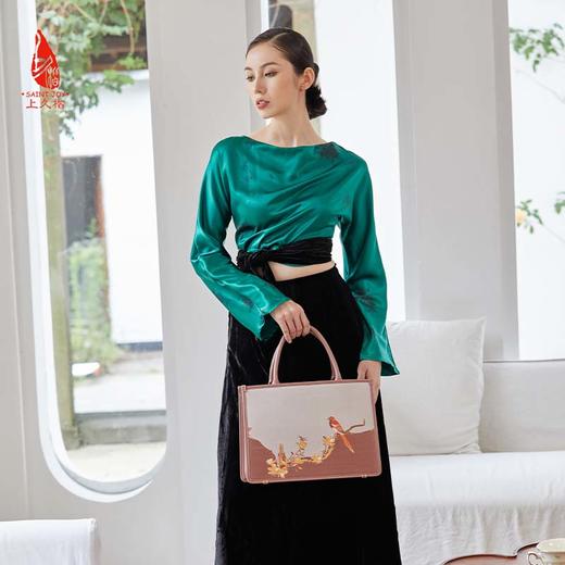 SAINTJOY/上久楷 宋锦女式拎包   鹊上枝头 BWW22A0501 商品图11