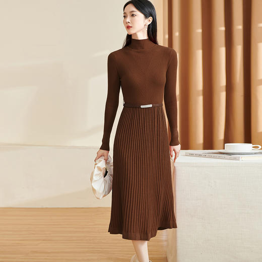 米思阳2025秋冬季新款时尚气质修身显瘦羊毛针织鱼尾连衣裙3129 商品图2