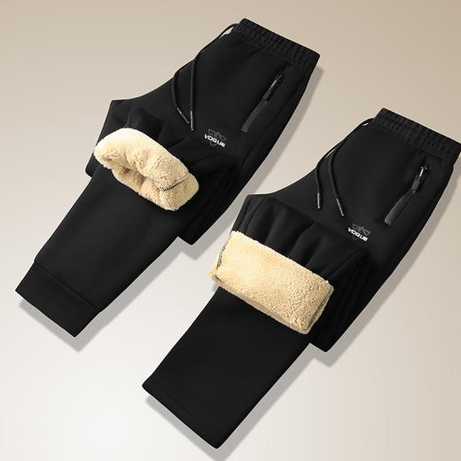 【圈】羊羔绒【新款DK】大依优型大码加绒直口束口休闲裤松紧腰加肥加大宽松舒适运动裤男装裤子长裤 商品图1