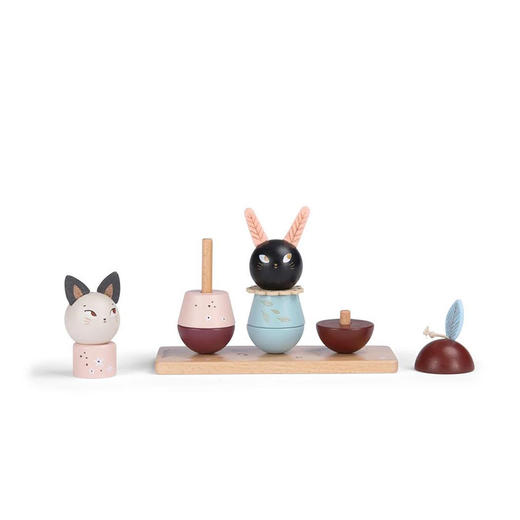 法国 Moulin Roty 雨后系列感官发展3组木制堆叠玩具-715366 商品图1