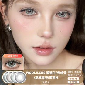 WOOLILENS / 菜篮子/老佛爷/夏威夷/热带雨林 / 半年抛美瞳 / 2片入 / 14.2mm / 适中扩瞳/明显扩瞳融瞳显色混血