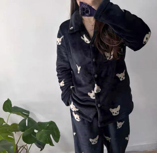 MOMMY KIKO 法兰绒家居服套装 法兰绒熊猫嘭嘭/满印狗 商品图8