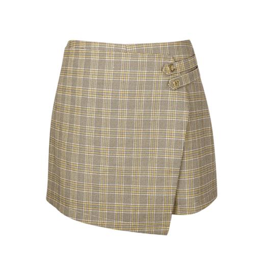 欧芮儿2018秋装新款女收腰显瘦开叉裤裙女休闲复古格子短裤女 商品图3