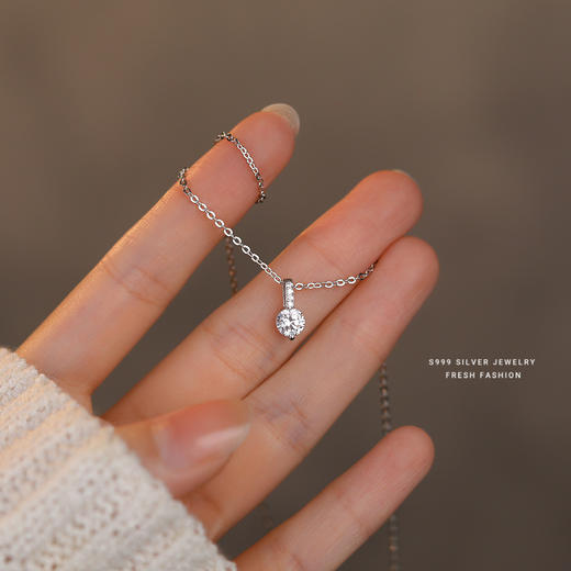 【梦清】S999银足银一颗星莫桑石项链【YXS-A3108】 商品图2