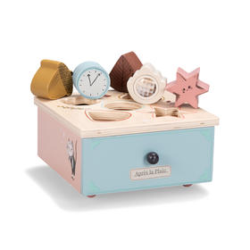 法国 Moulin Roty 雨后系列木制婴儿敏捷开发块形状盒子玩具-715364