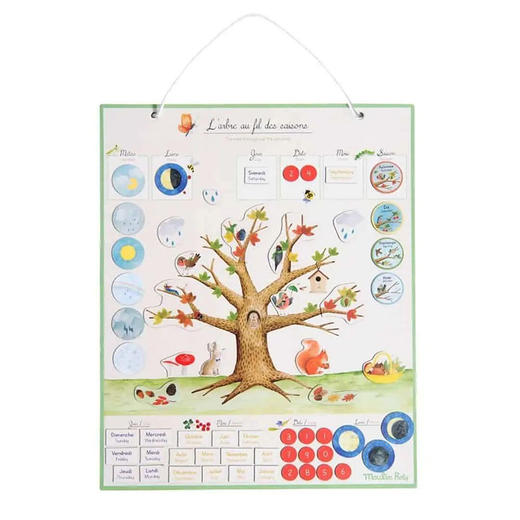 法国 Moulin Roty 花园系列磁性季节树日历（内含108块小磁铁）-712400 商品图0
