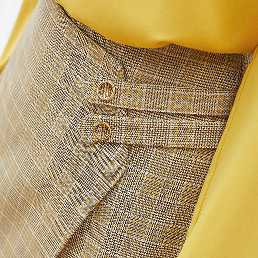 欧芮儿2018秋装新款女收腰显瘦开叉裤裙女休闲复古格子短裤女 商品图2