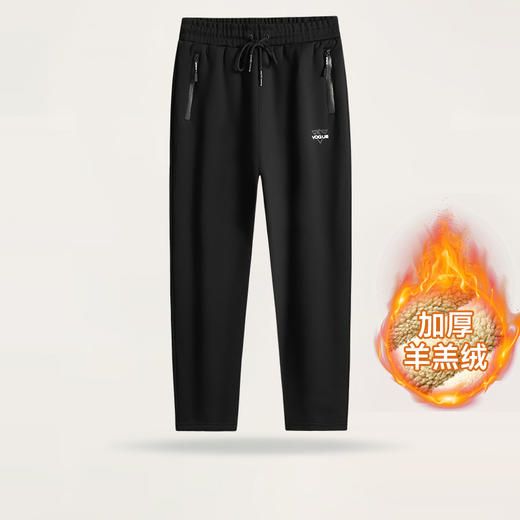 【圈】羊羔绒【新款DK】大依优型大码加绒直口束口休闲裤松紧腰加肥加大宽松舒适运动裤男装裤子长裤 商品图0
