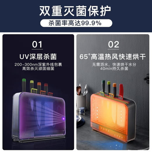 【小家电】摩飞砧板刀具筷子消毒机家用小型消毒刀架分类菜板二代消毒烘干器MR1001HF 商品图1