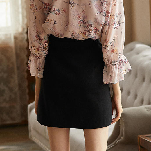 欧芮儿2018秋装新品女装收腰黑色A字裙女休闲百搭半身裙女短裙 商品图1