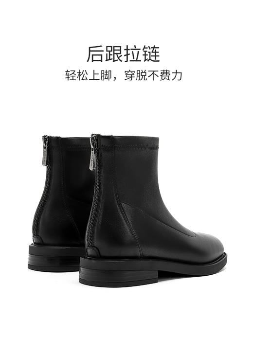 【自营】哈森 2023冬季新款低跟时装靴瘦瘦靴女短靴 HA237707 商品图4
