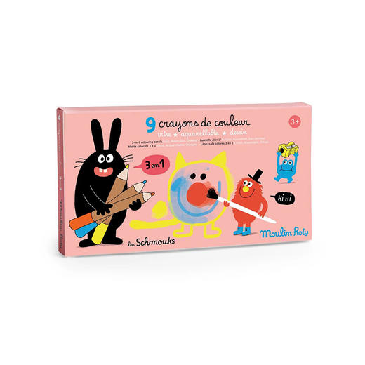 法国 Moulin Roty 奇趣怪诞系列9 支装 3 合 1 彩色铅笔礼盒-716607 商品图0