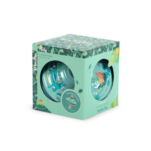 法国 Moulin Roty 奇幻丛林系列站立式旋转跳跃金属绿色陀螺20x18厘米-668382 商品图1