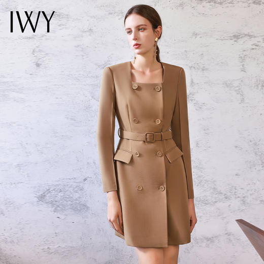 IWY/气质小香风连衣裙女秋冬长袖绑带显瘦西装裙法式名媛职业装工作服Q13328 商品图3