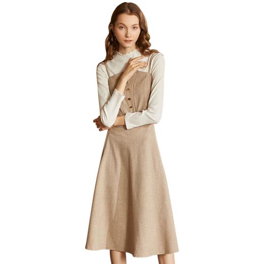 欧芮儿秋装女2018新款两收腰显瘦气质a字吊带连衣裙女中长款 商品图3