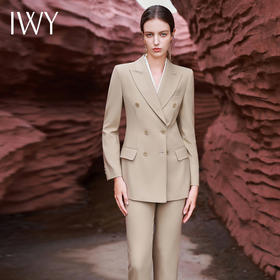 IWY/秋冬长袖西装套装女卡其色高级感职场面试商务正装职业裤装C13317+P3331