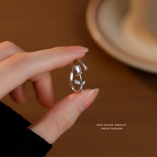 【玫瑰花蕾】S925银玫瑰花戒指【YXS-K1475】 商品图2