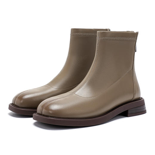 【自营】哈森 2023冬季新款低跟时装靴瘦瘦靴女短靴 HA237707 商品图5