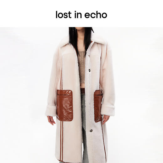 [断码]lost in echo设计师品牌宽松撞色拼接口袋羊毛长款直筒大衣外套女 商品图2