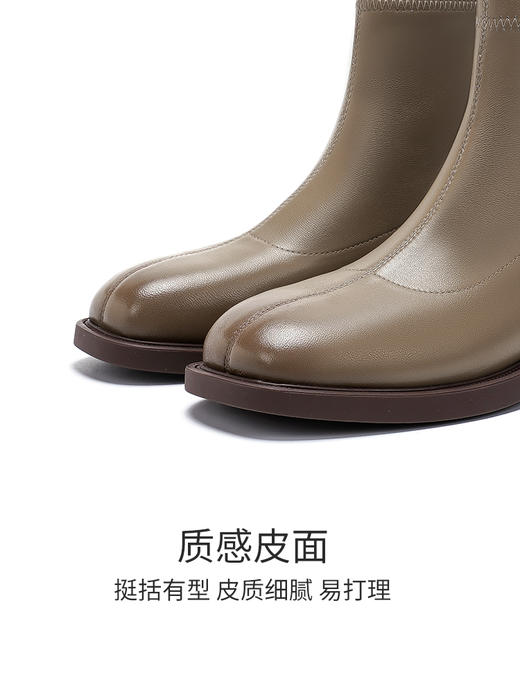 【自营】哈森 2023冬季新款低跟时装靴瘦瘦靴女短靴 HA237707 商品图3