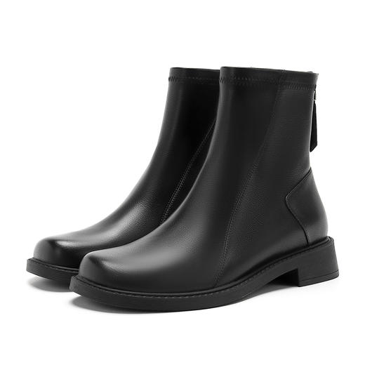 【自营】哈森 2023冬季新款厚底低跟简约短靴时装靴 HA237103 商品图5