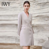 IWY/绑带西装连衣裙女秋冬长袖职业裙气质美容院工作服Q13323 商品缩略图0