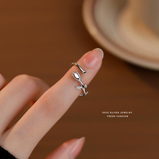 【玫瑰花蕾】S925银玫瑰花戒指【YXS-K1475】 商品图1