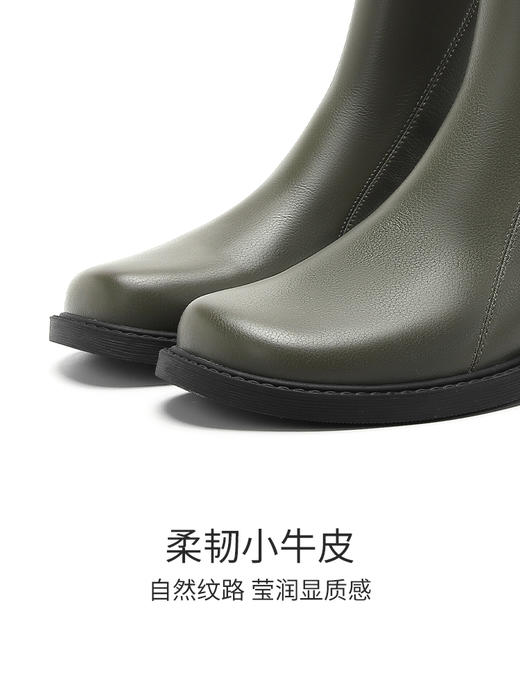 【自营】哈森 2023冬季新款厚底低跟简约短靴时装靴 HA237103 商品图3