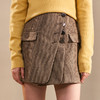 欧芮儿2019秋装新款格子半身裙高腰显瘦不规则裙通勤复古A字短裙 商品缩略图2