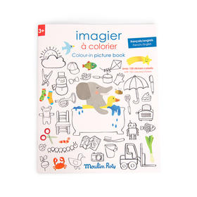 法国 Moulin Roty 缤纷乐系列英法双语着色贴纸书26x32厘米（28页，内含125个小贴纸）-661611