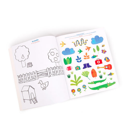 法国 Moulin Roty 缤纷乐系列英法双语着色贴纸书26x32厘米（28页，内含125个小贴纸）-661611 商品图3