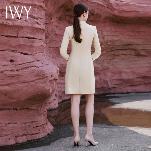 IWY/拼接设计感西装连衣裙女秋冬季长袖主持人正装女端庄大气Q13327 商品图2