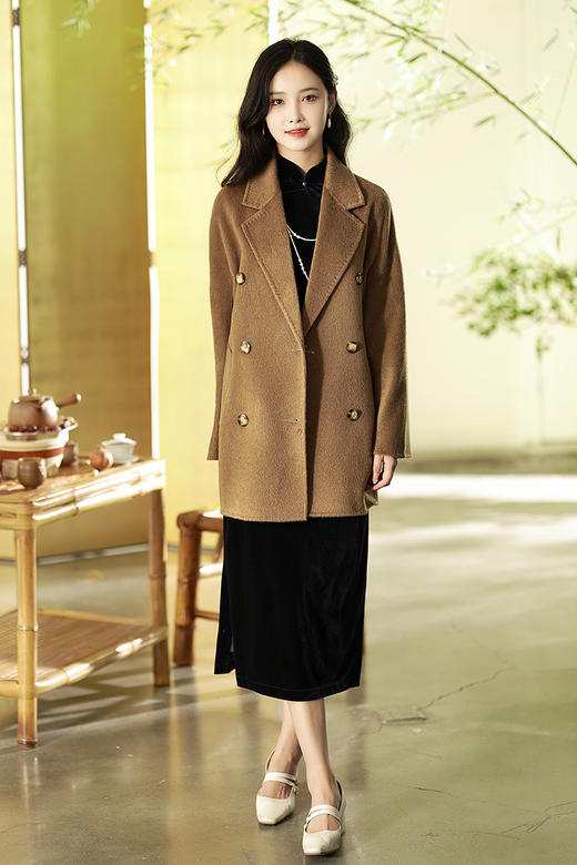 逸红颜明月优选#美拉德大衣『枝白』30%进口骆驼绒+70%澳洲羊毛大衣，轻松穿出松弛感的优雅！ 商品图8