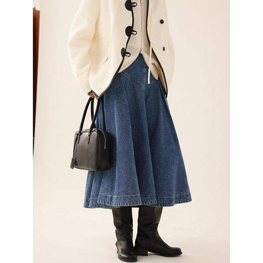 Even Vintage |纯棉高盎司牛仔 高腰黄金比例复古伞裙牛仔半身裙 商品图1