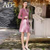 AD时髦烟紫色西装连衣裙秋季2023新款女装连身A字裙OL通勤职业装 商品缩略图3