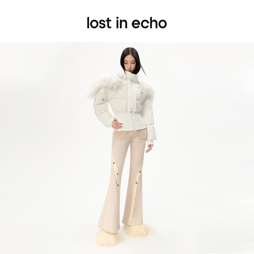 [捡漏价]lost in echo设计师品牌长毛翻领拉链帽罗纹收腰短款修身羽绒服女 商品图4