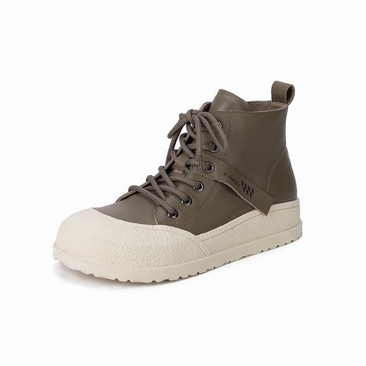 西村名品2023秋季新品真皮防滑乐福鞋厚底高帮ins潮运动板鞋X23DS45451 商品图0