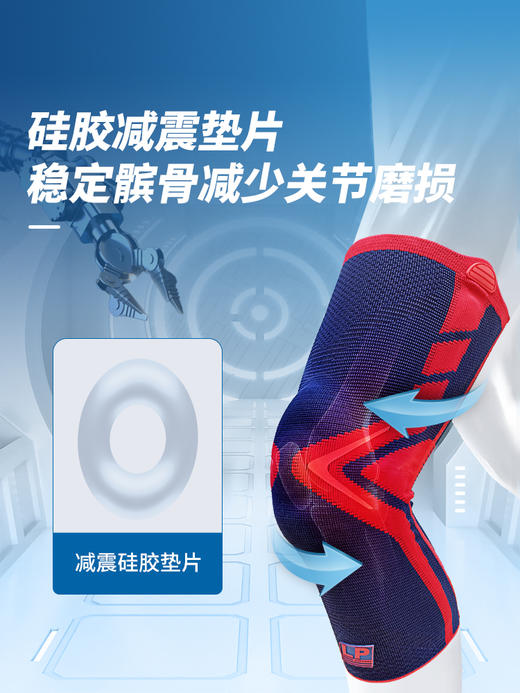 LP1603CK弹簧支撑透气护膝 户外登山慢跑健身篮羽毛球运动护具 商品图2