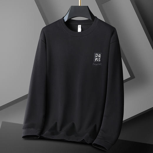 【新款DX】大依优型大码加绒卫衣圆领长袖加肥加大休闲运动上衣男打底衫胖子 商品图1