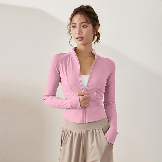 跃牌【化蝶双飞】系列 裸感立领紧身显瘦性感瑜伽服上衣运动外套 TM0136 商品图4