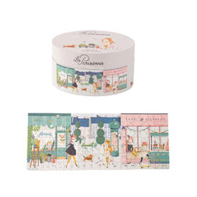 法国 Moulin Roty 巴黎女孩系列「巴黎街头生活」140块长方形拼图连可爱礼品盒-642541