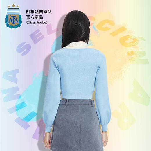 阿根廷国家队官方商品丨女学院风长袖短款针织毛衣上衣 商品图3