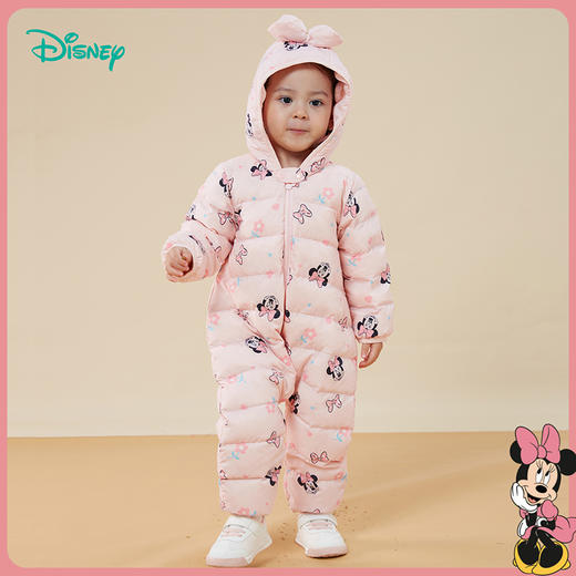 迪士尼童装秋冬款米妮满印连帽羽绒连体衣宝宝保暖舒适冬装羽绒服234L955
 商品图2